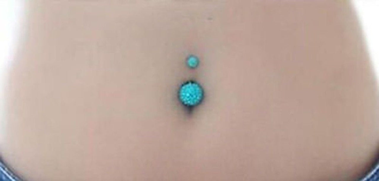 Belly Piercing Curved Barbell with Zircon Crystals