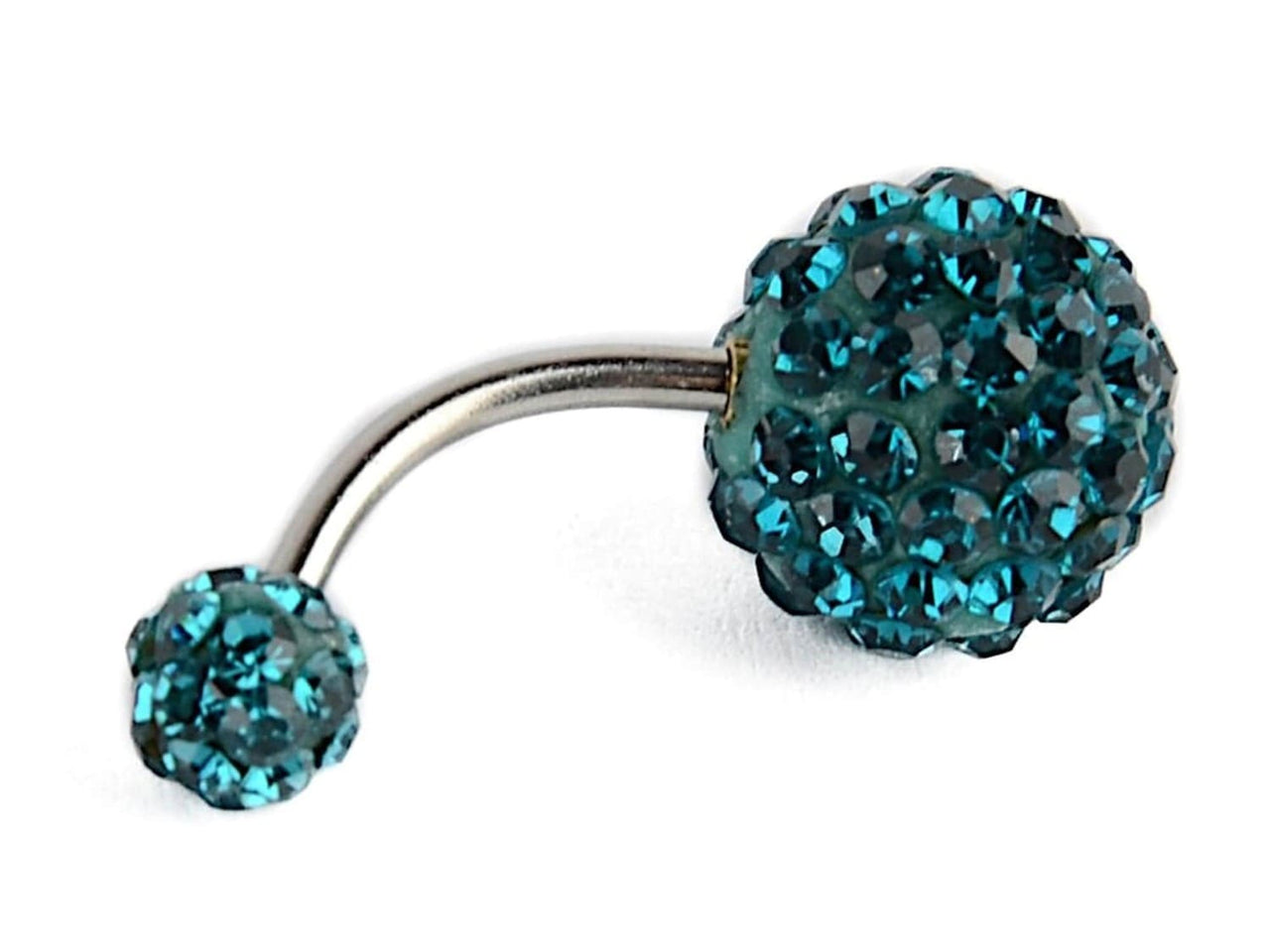 Belly Piercing Curved Barbell with Zircon Crystals