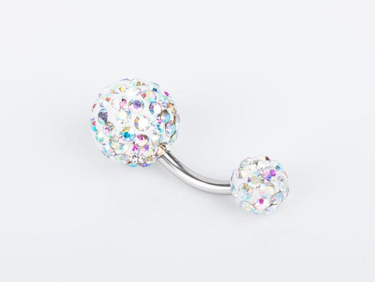 Belly Piercing Curved Barbell with Zircon Crystals