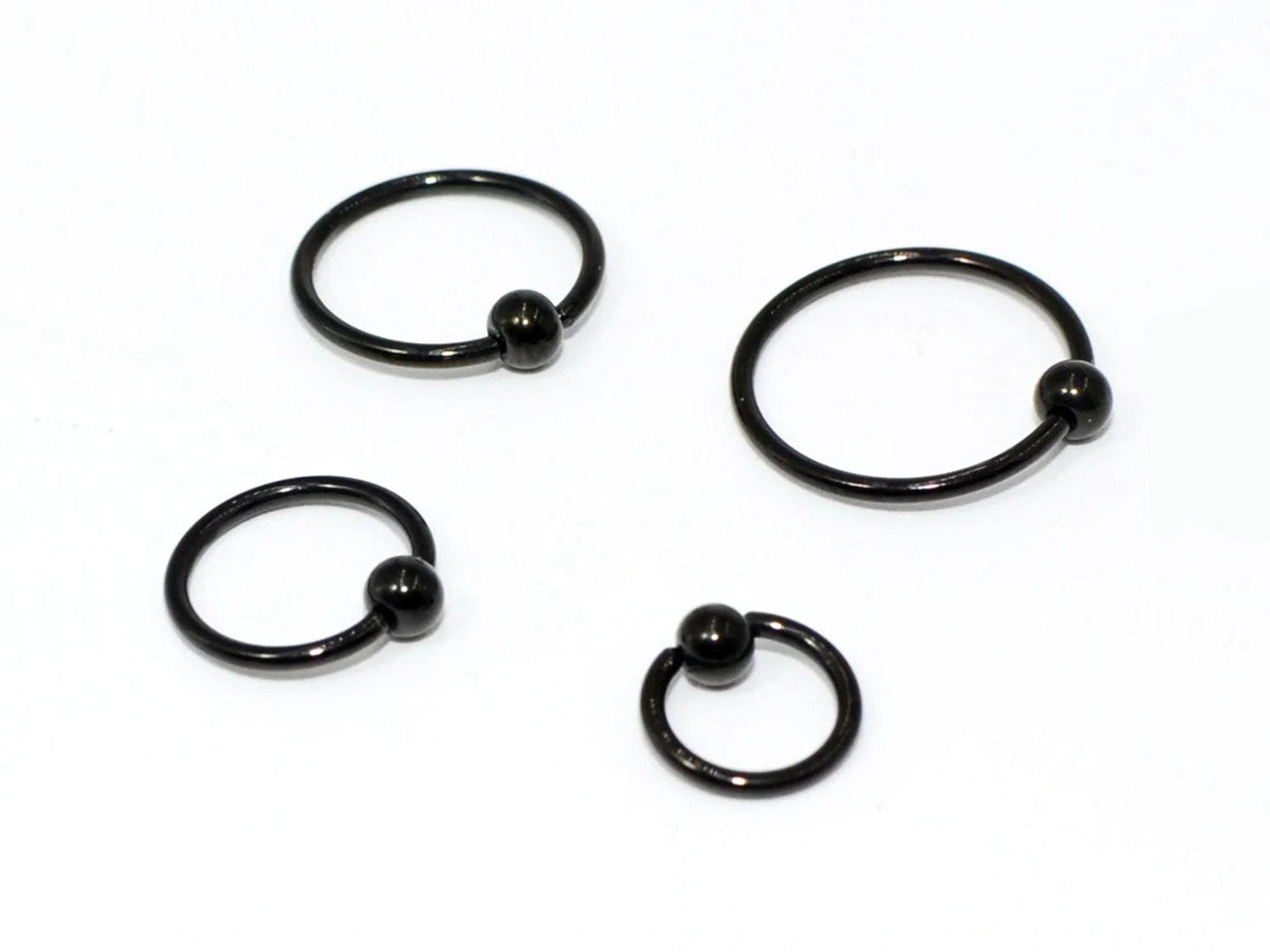 Black Classic Captive Bead Ring