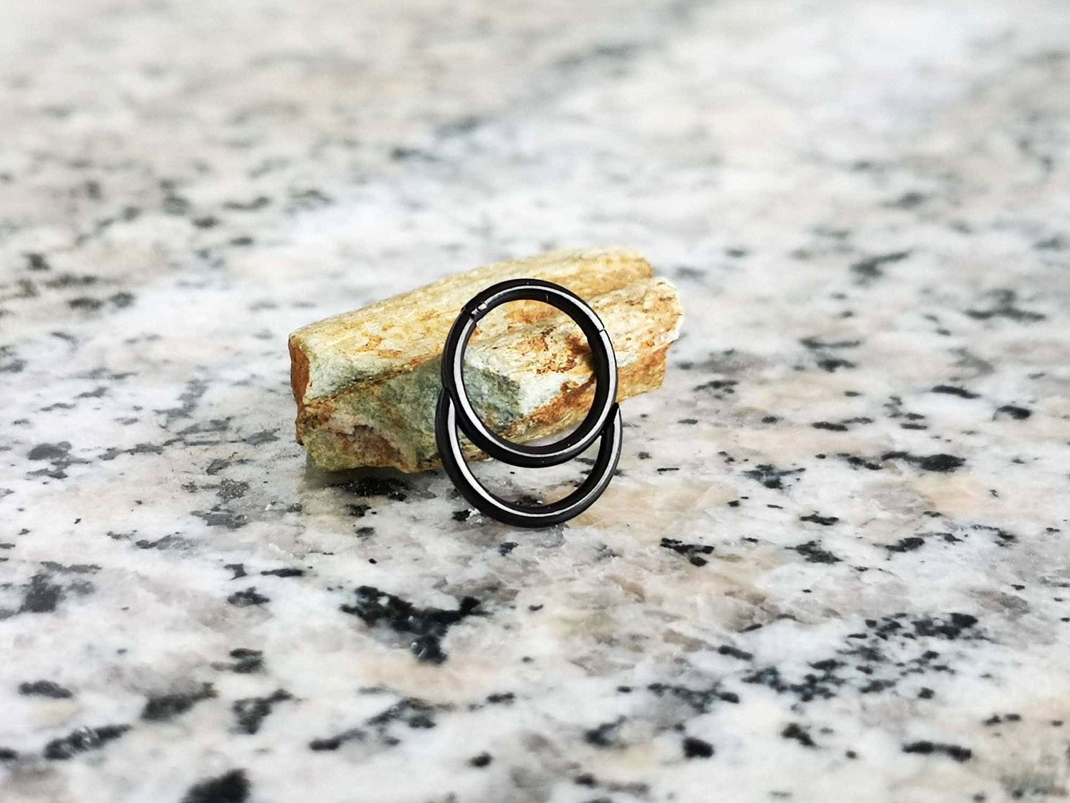 Black Double Hoop Septum Clicker Ring