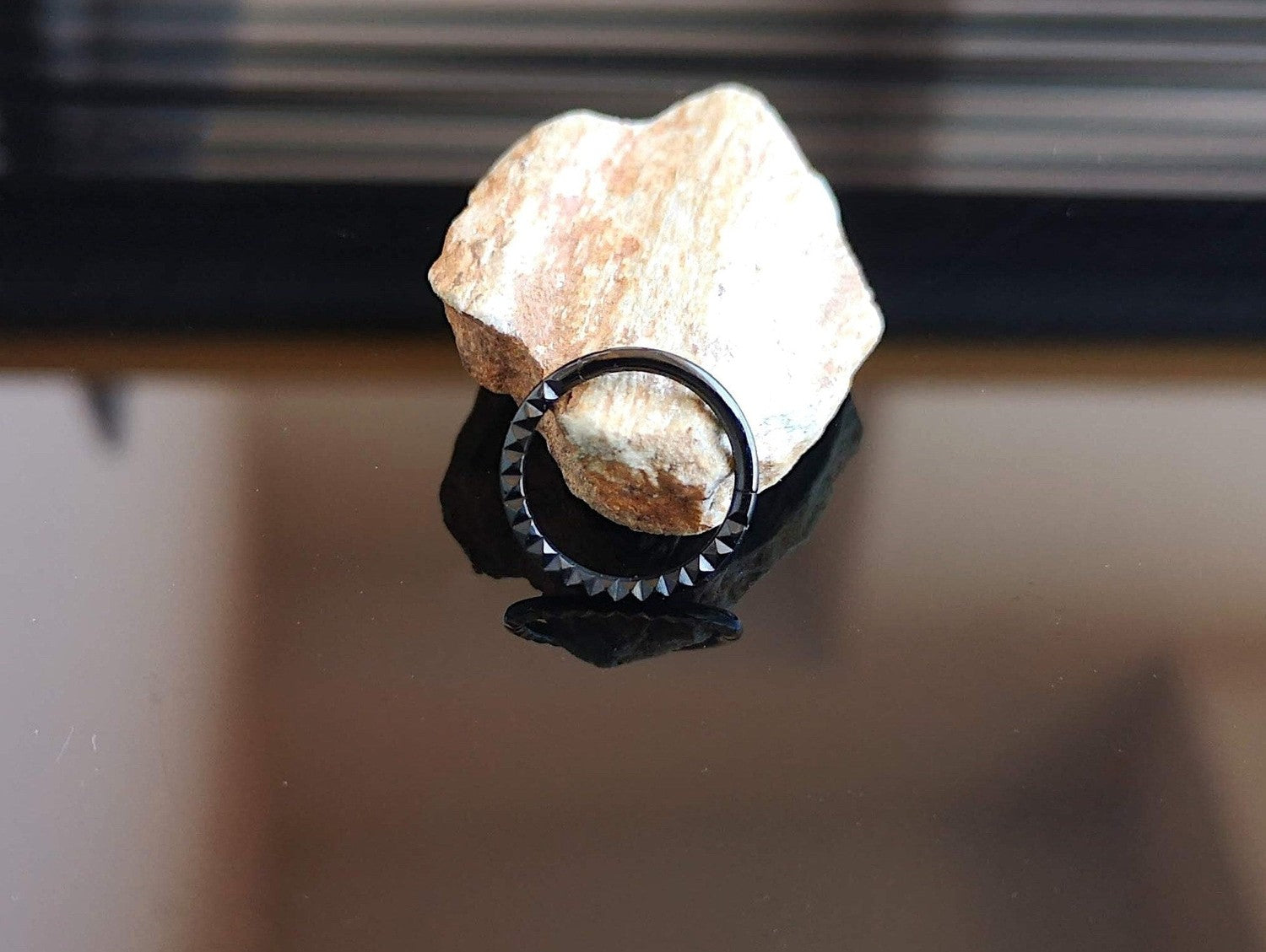 Black Pyramid Studded Hinged Septum Ring