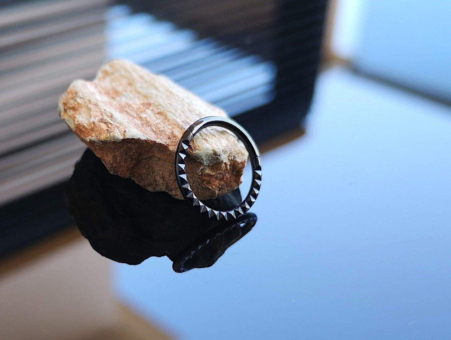 Black Pyramid Studded Hinged Septum Ring