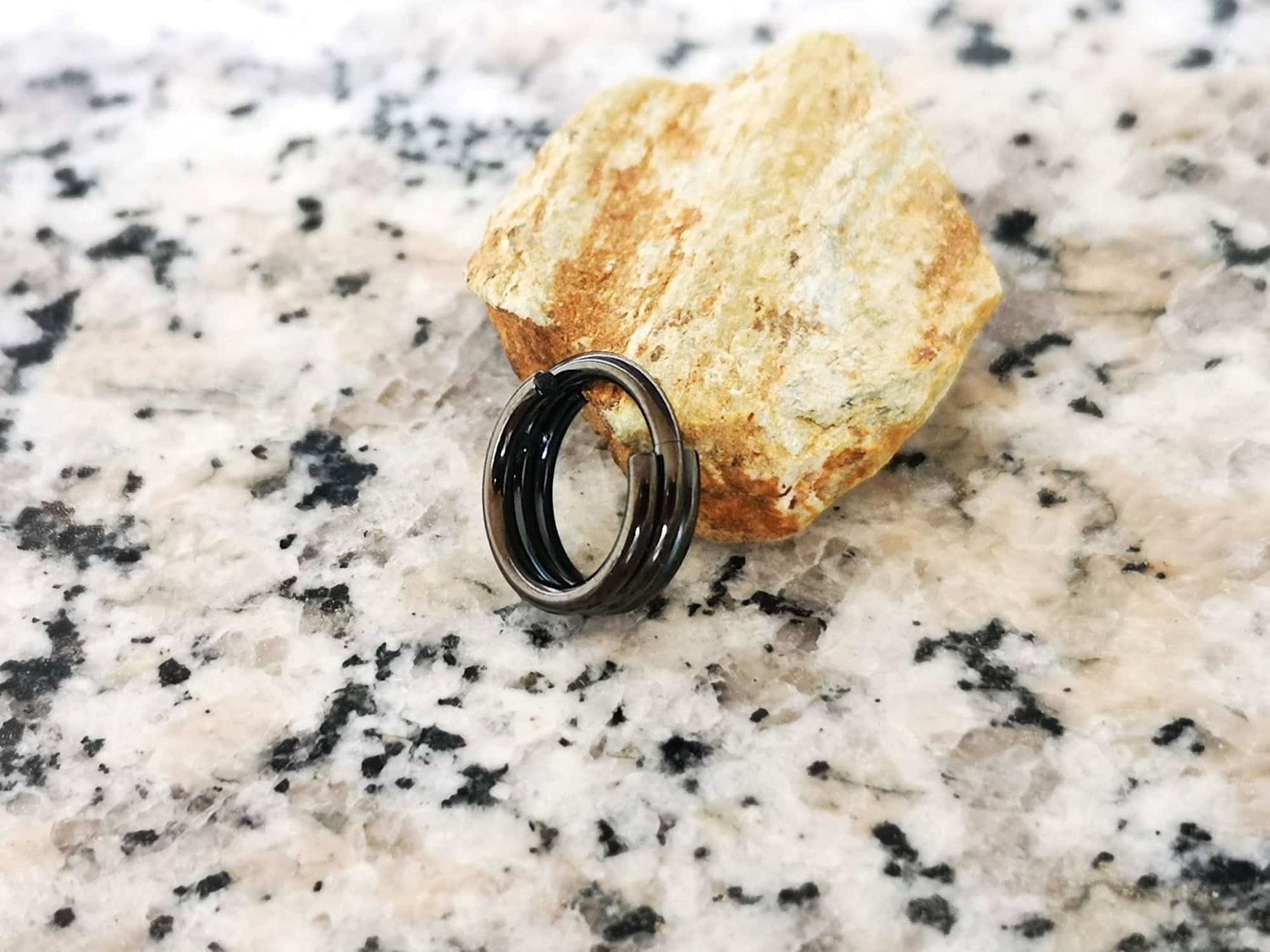 Black Triple Hoop Clicker Ring