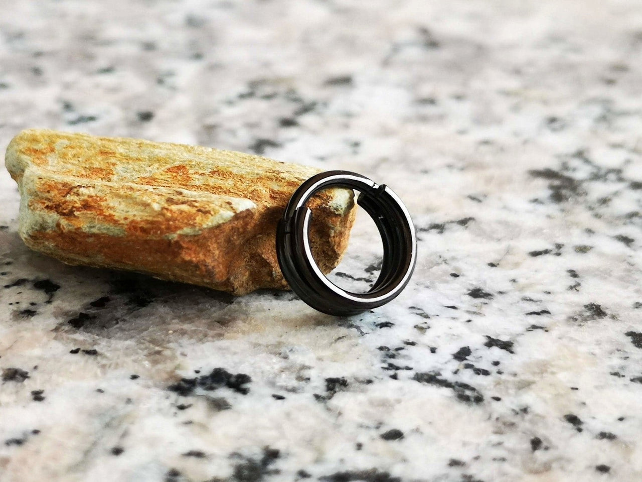 Black Triple Hoop Clicker Ring