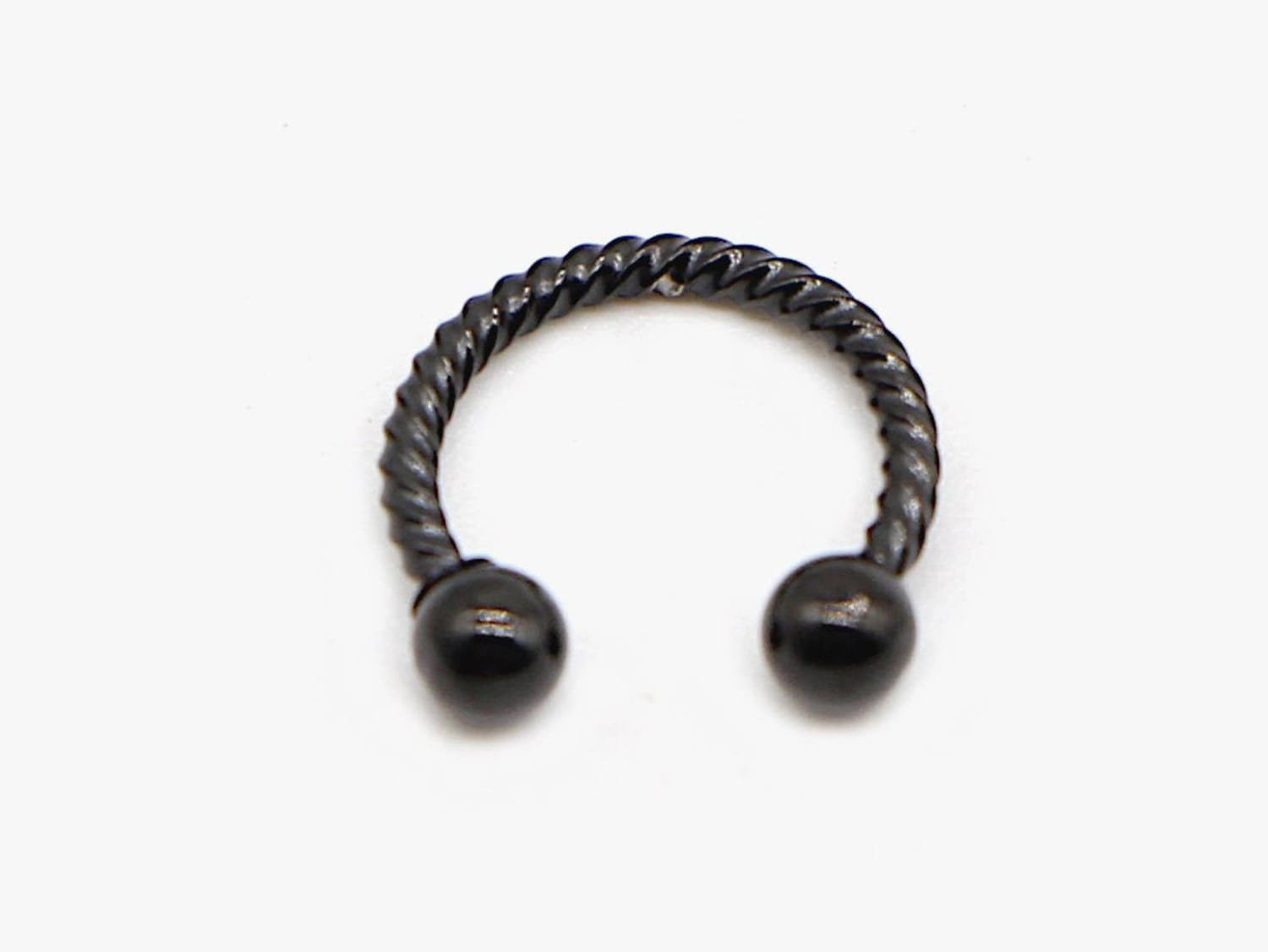 Black Twisted Steel Faux Septum Hoop