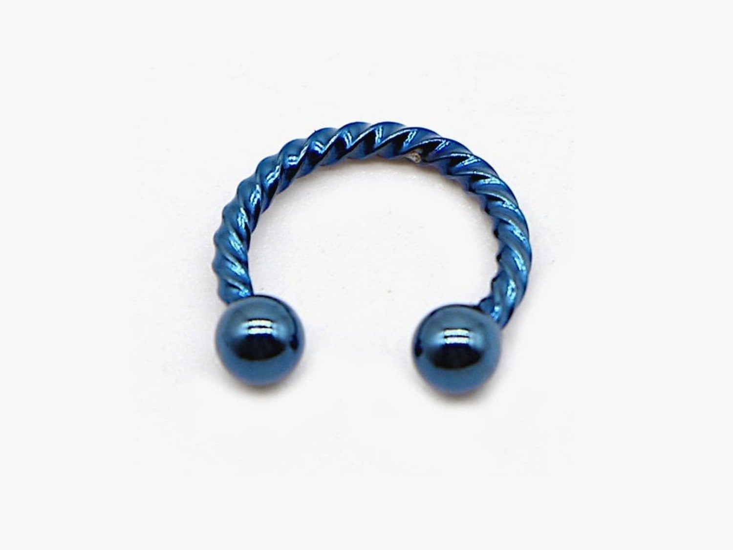 Blue Twisted Steel Faux Septum Hoop