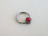 Thumbnail for Captive Bead Ring with Pink Opal