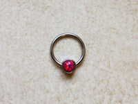 Thumbnail for Captive Bead Ring with Pink Opal