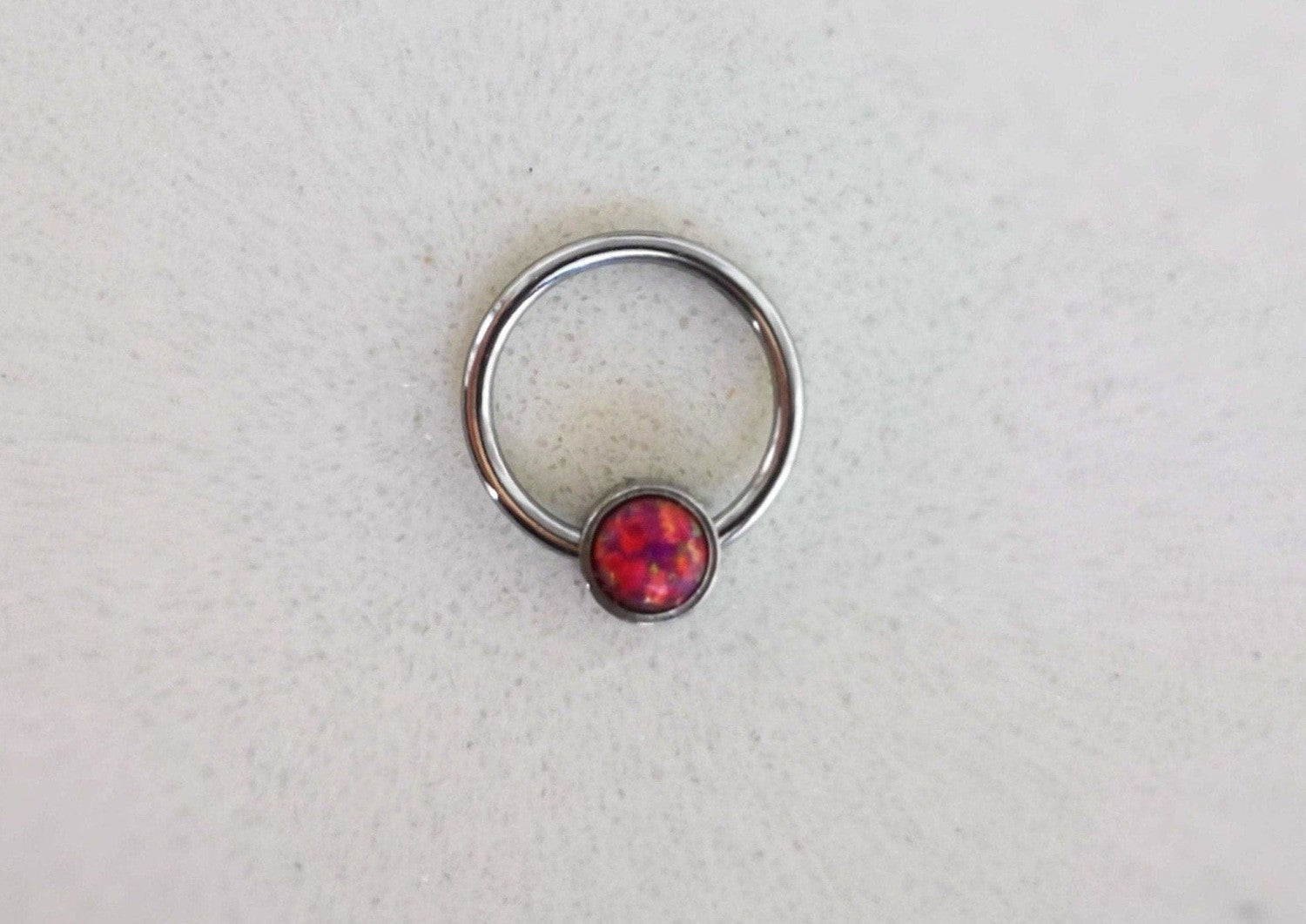 Captive Bead Ring with Pink Opal