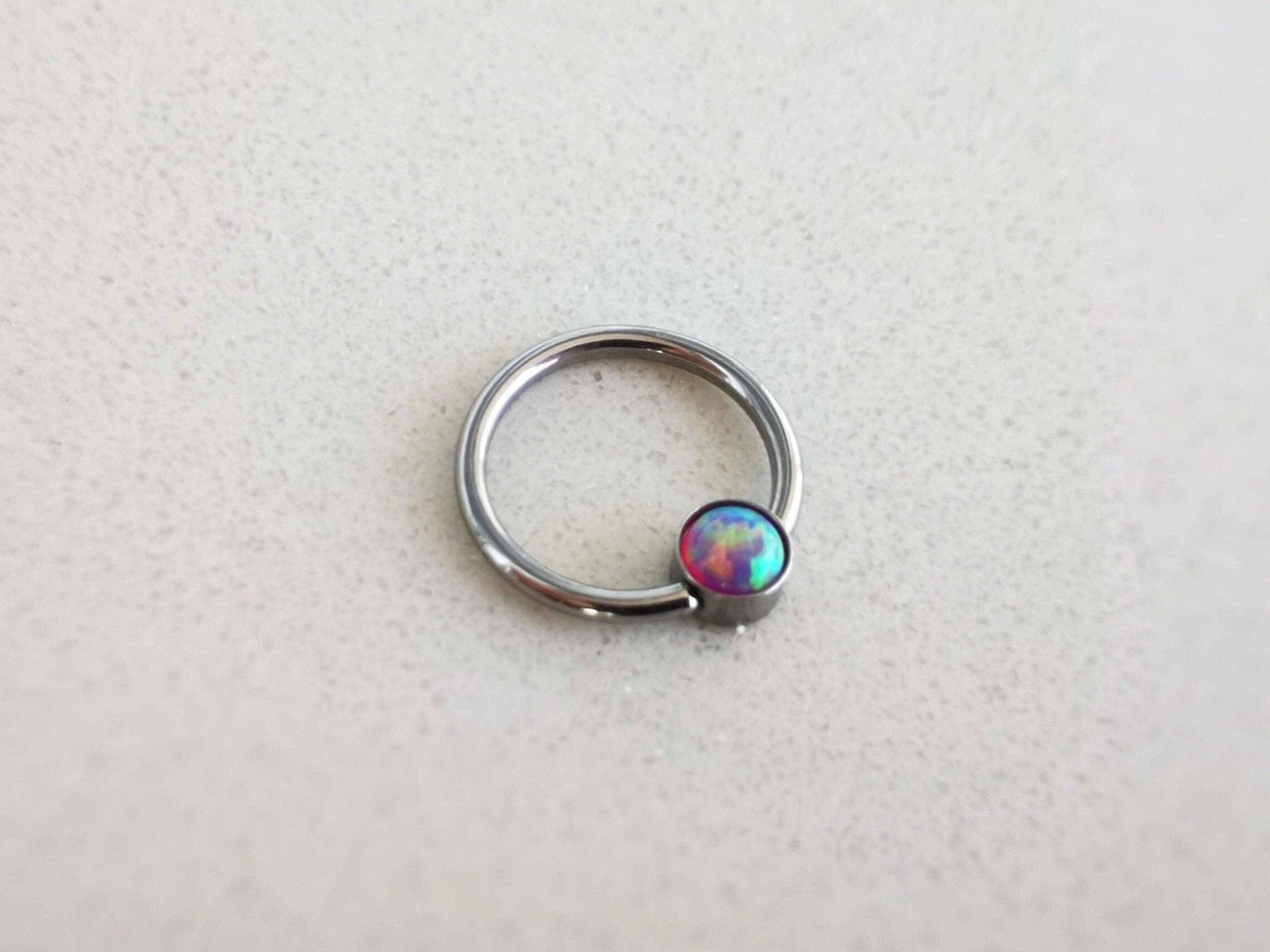 Captive Bead Ring with Purple Opal