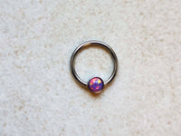 Thumbnail for Captive Bead Ring with Purple Opal