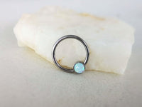 Thumbnail for Captive Bead Ring with White Opal