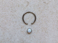 Thumbnail for Captive Bead Ring with White Opal