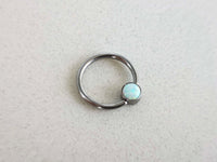 Thumbnail for Captive Bead Ring with White Opal