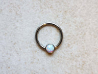 Thumbnail for Captive Bead Ring with White Opal