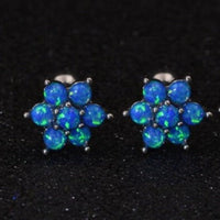 Thumbnail for Charming Flower Stud Earring with 7 Blue Opal Gemstones