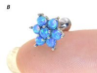 Thumbnail for Charming Flower Stud Earring with 7 Blue Opal Gemstones