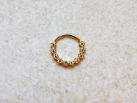 Thumbnail for Charming Gold Daith Ring with CZ Crystals