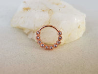 Thumbnail for Charming Rose Gold Daith Ring with CZ Crystals