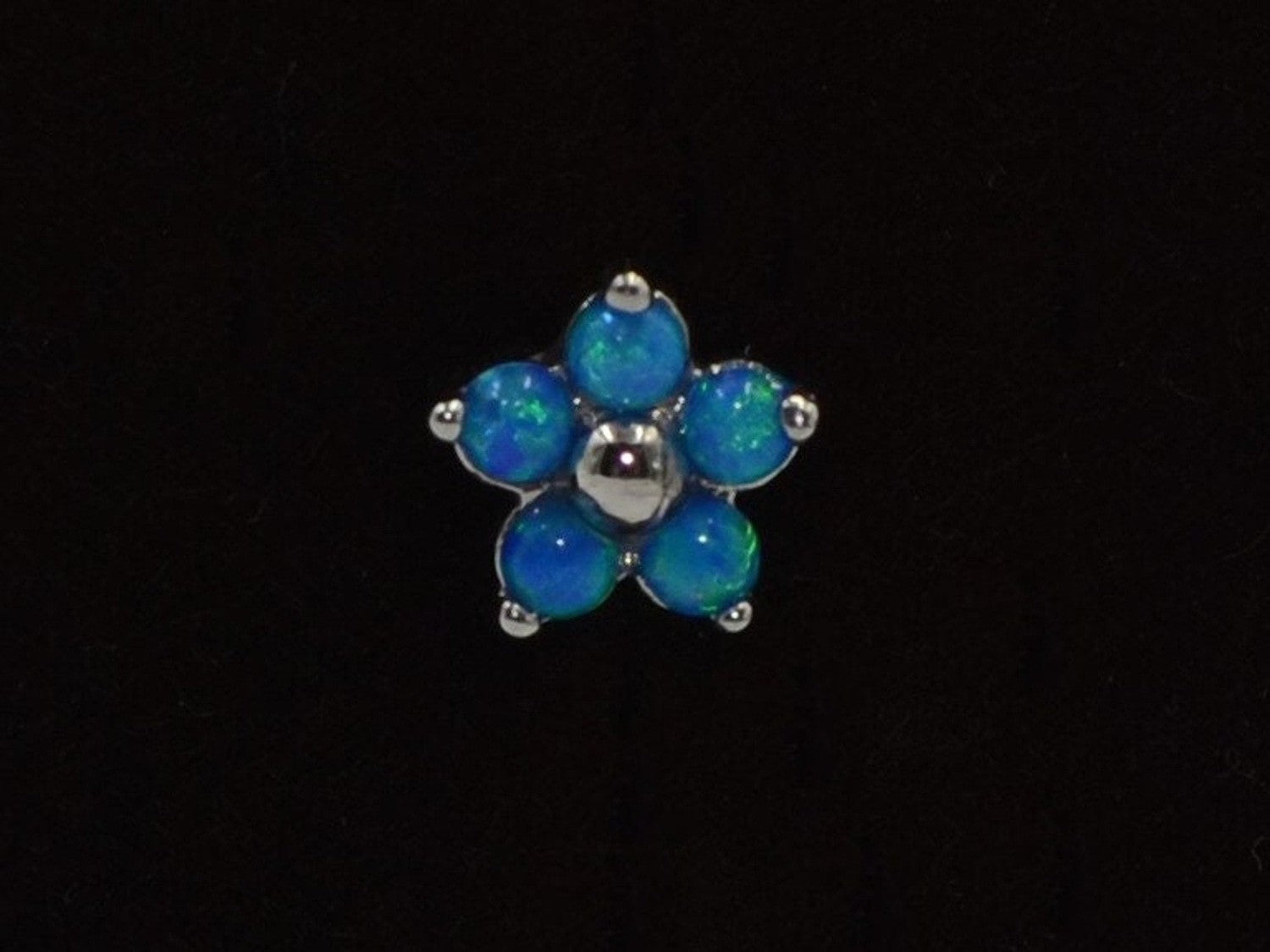 Dainty Flower Stud Earring with 5 Blue Opal Gemstones