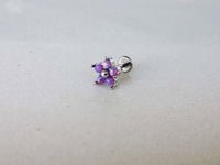 Thumbnail for Dainty Flower Stud Earring with 5 Purple Opal Gemstones