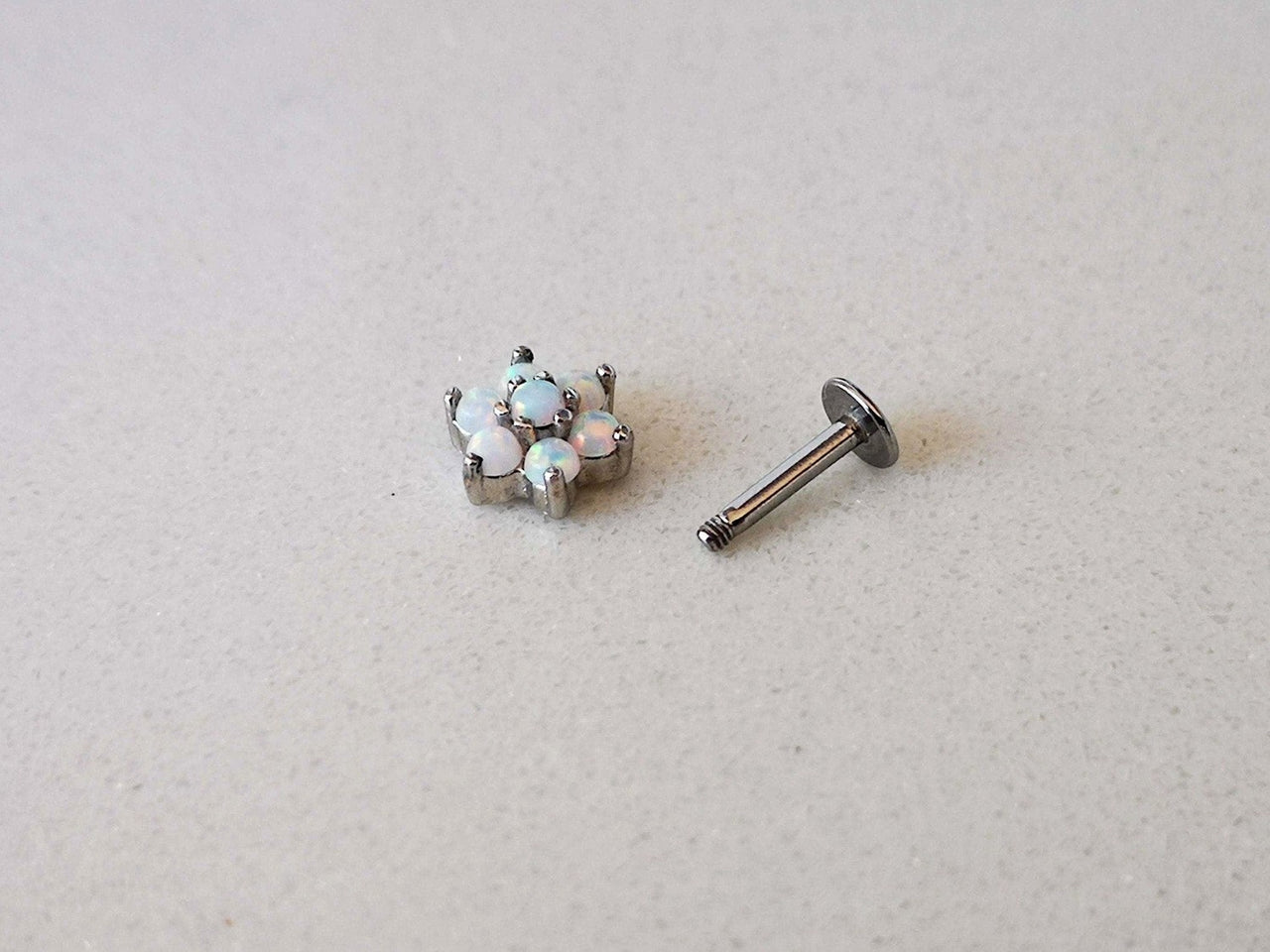 Dainty Flower Stud Earring with 7 Opal Gemstones