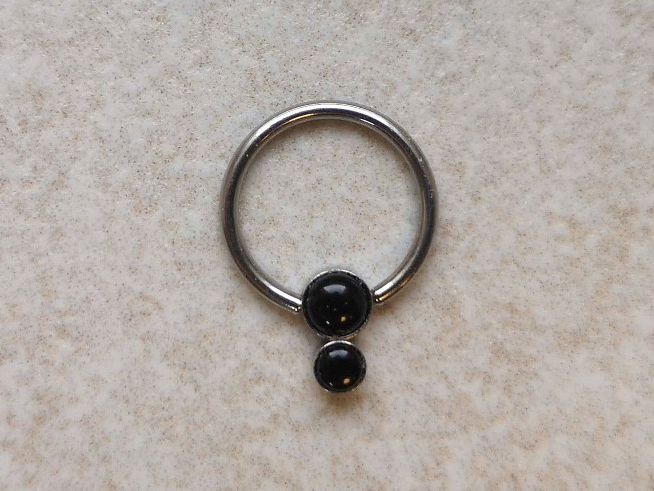 Ethereal Daith Earring with 2 Black Onyx Stones