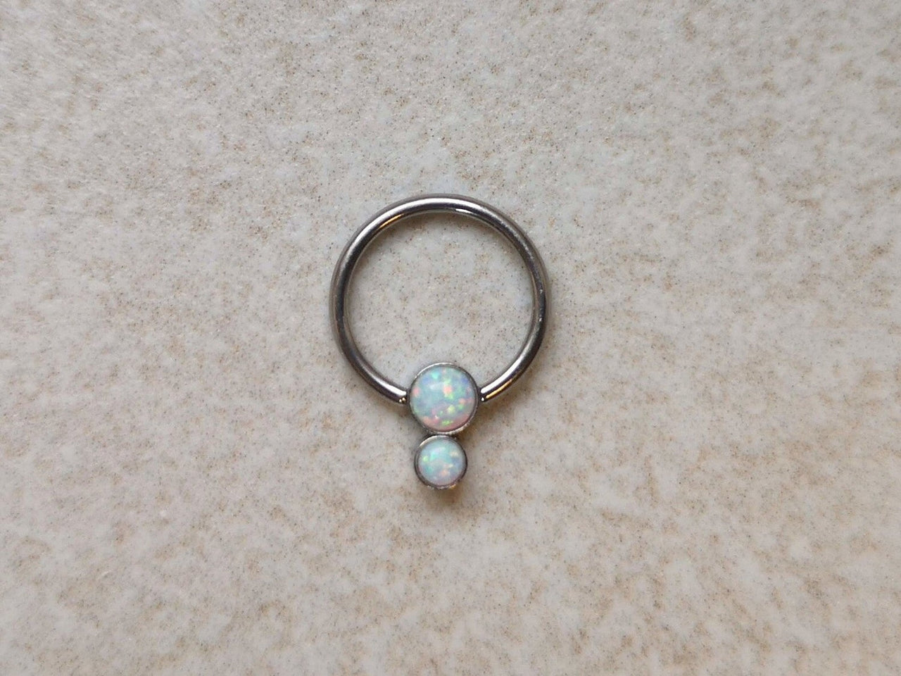 Ethereal Daith Earring with 2 White Opal Stones