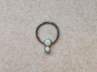 Thumbnail for Ethereal Daith Earring with 2 White Opal Stones