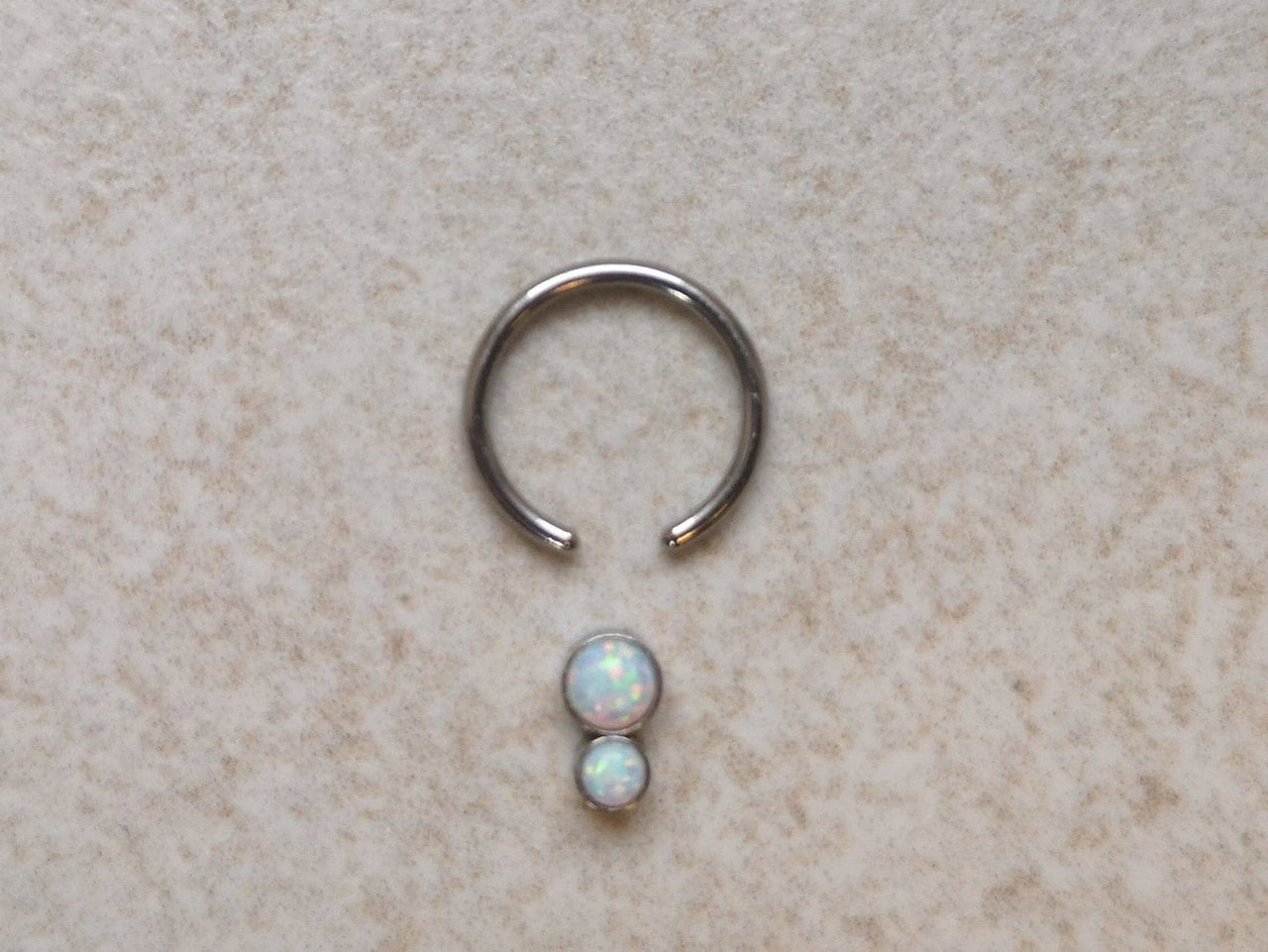 Ethereal Daith Earring with 2 White Opal Stones