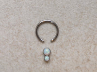 Thumbnail for Ethereal Daith Earring with 2 White Opal Stones