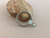 Thumbnail for Ethereal Daith Earring with 2 White Opal Stones