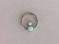 Thumbnail for Ethereal Daith Earring with 2 White Opal Stones