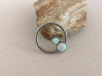 Thumbnail for Ethereal Daith Earring with 2 White Opal Stones