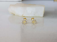 Thumbnail for Gold CZ Circle Stud Earrings