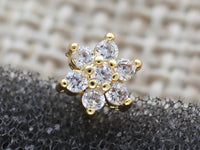 Thumbnail for Gold Crystal Flower L Shaped Nose Stud