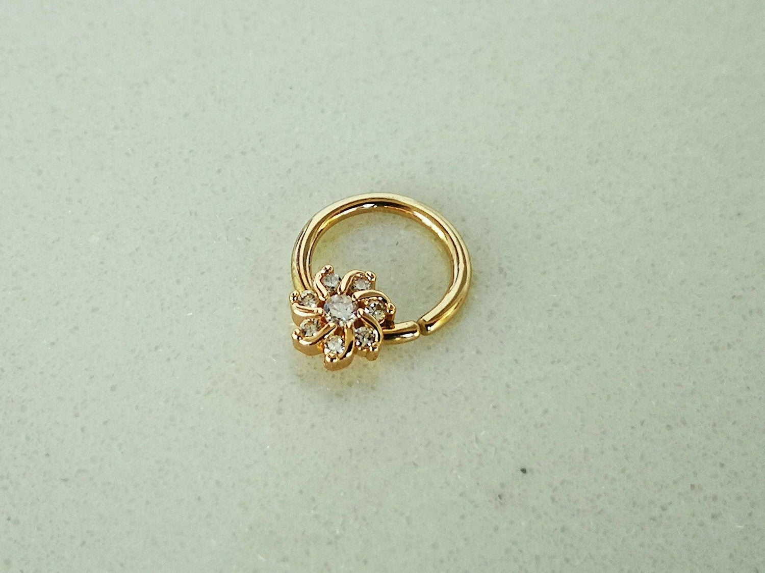 Gold Crystal Flower Septum Ring