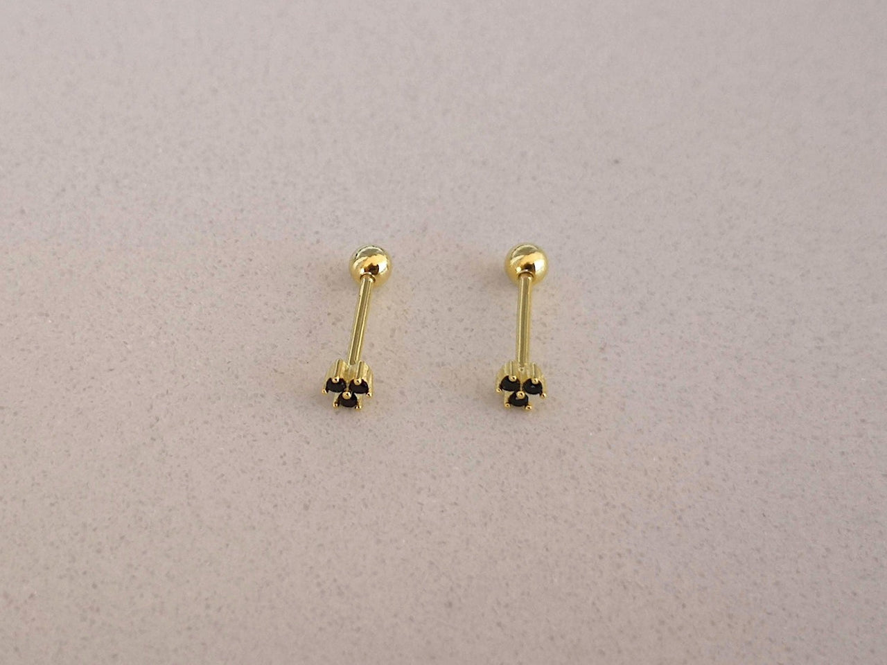 Gold Dainty Stud Earrings with Cubic Zirconia Gems