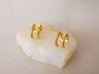 Thumbnail for Gold Double Huggie Ear Cuffs with CZ Crystals