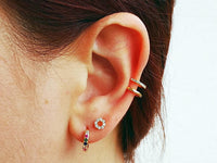 Thumbnail for Gold Double Huggie Ear Cuffs with CZ Crystals