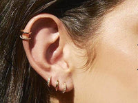 Thumbnail for Gold Double Huggie Ear Cuffs with CZ Crystals