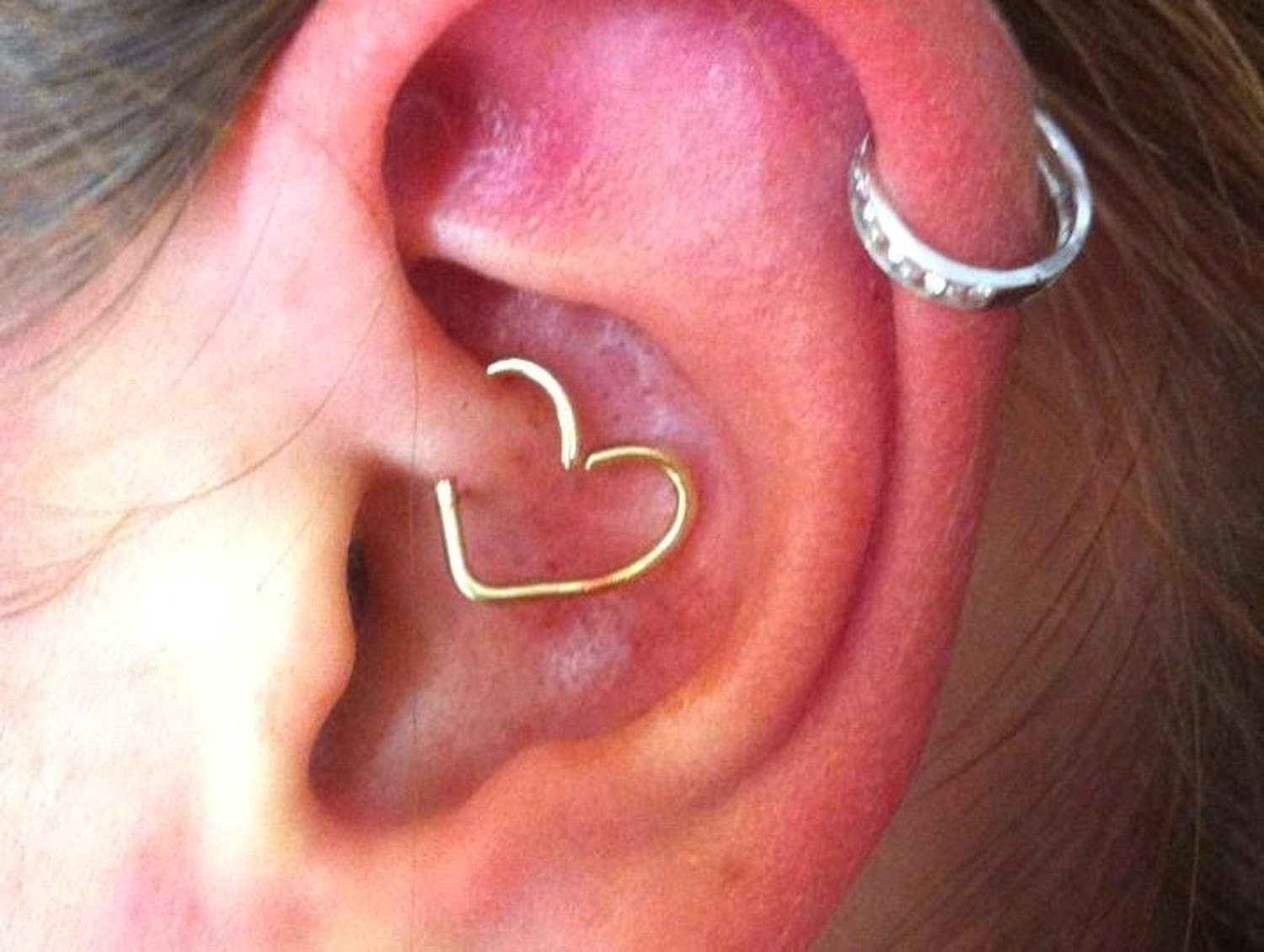 Gold Heart Shaped Daith Earring