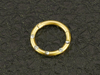 Thumbnail for Gold Hinged Hoop Ring with 5 Flush Set Petite Crystals