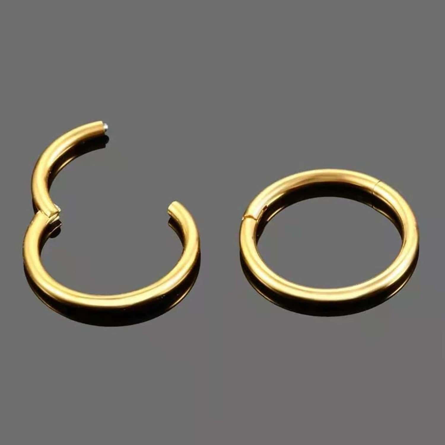 Gold Hinged Segment Nose Hoop Ring - 15% OFF