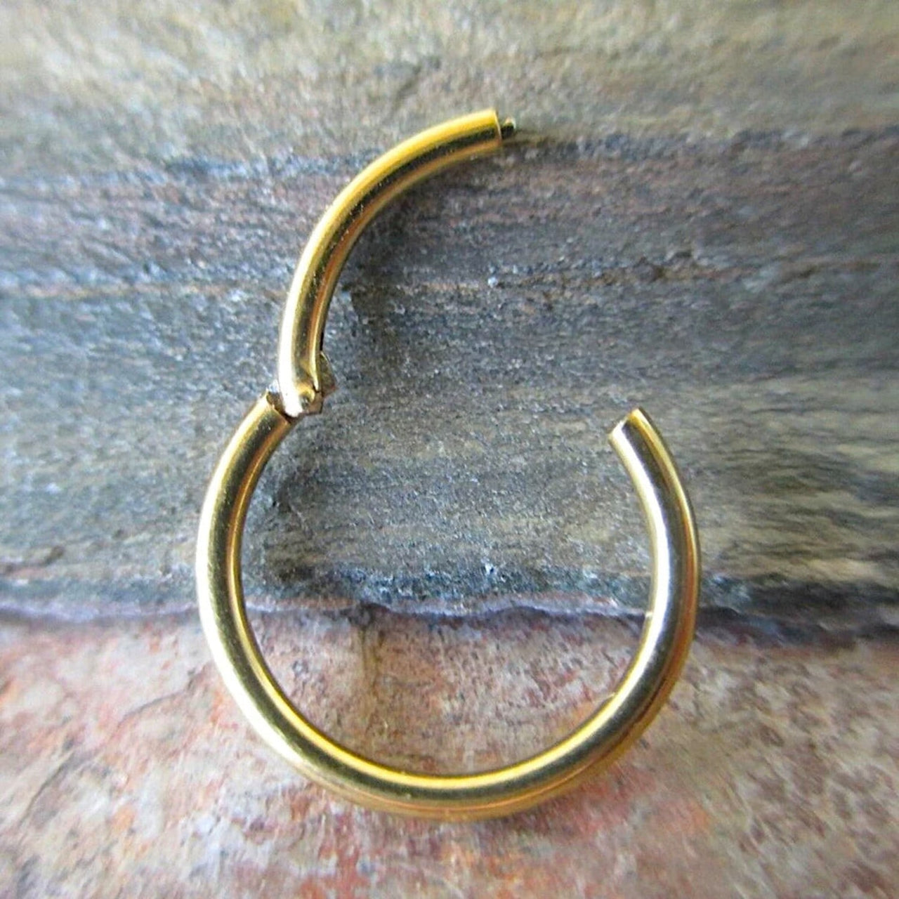 Gold Hinged Segment Nose Hoop Ring - 15% OFF