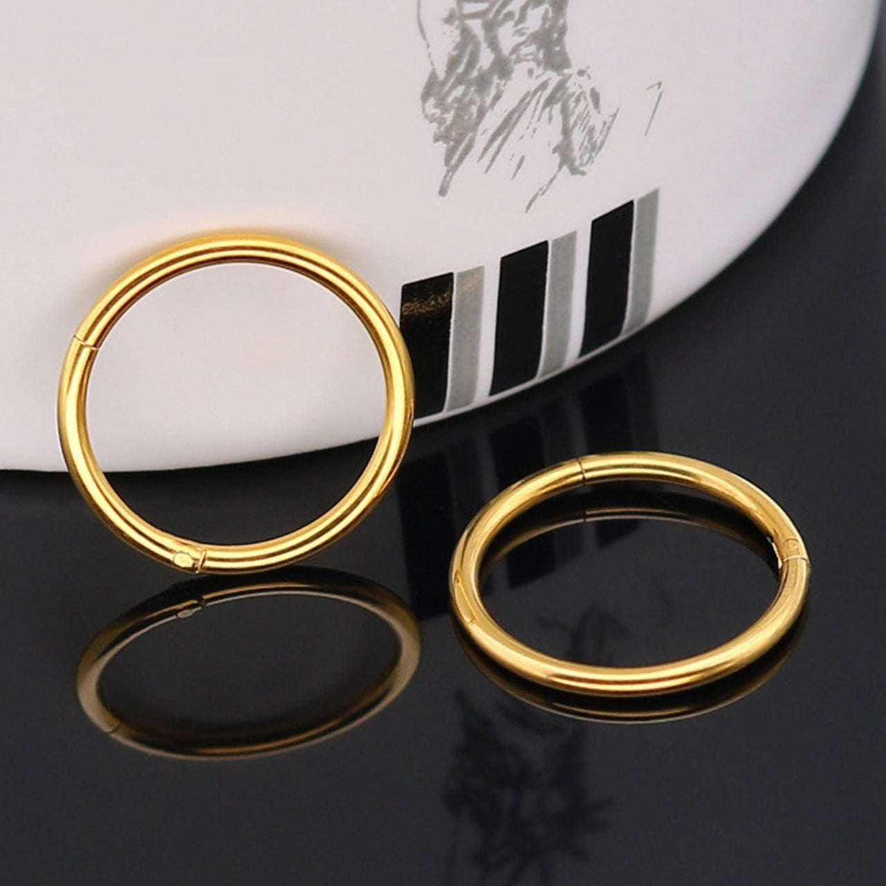 Gold Hinged Segment Nose Hoop Ring - 15% OFF