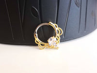 Thumbnail for Gold Lace Septum Clicker Ring with CZ Crystals