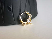 Thumbnail for Gold Lace Septum Clicker Ring with CZ Crystals