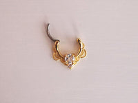 Thumbnail for Gold Lace Septum Clicker Ring with CZ Crystals